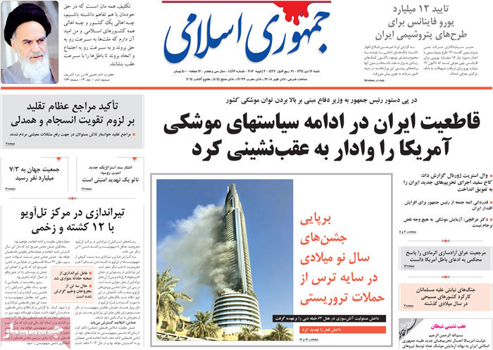 A look at Iranian newspaper front pages on Jan. 2