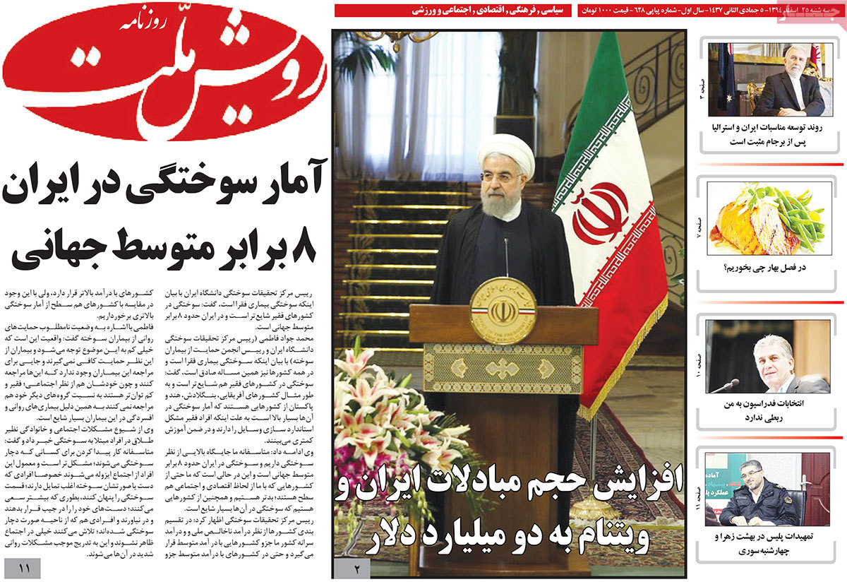 A look at Iranian newspaper front pages on March 15