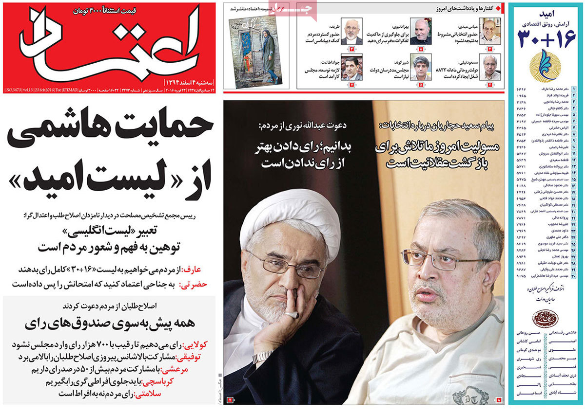 A look at Iranian newspaper front pages on Feb 23