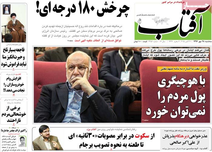 A look at Iranian newspaper front pages on Oct. 20