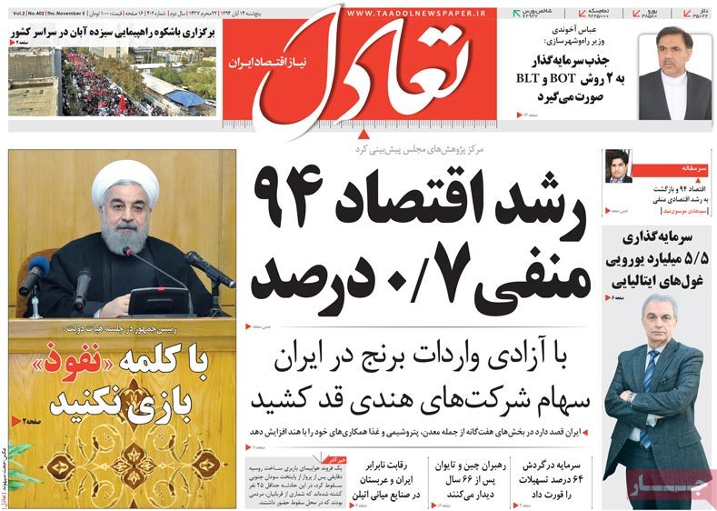 A look at Iranian newspaper front pages on Nov. 5