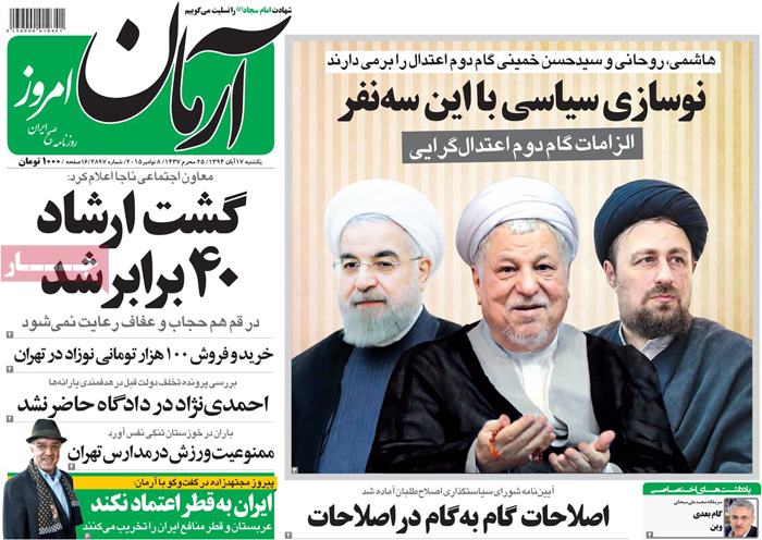 A look at Iranian newspaper front pages on Nov. 8