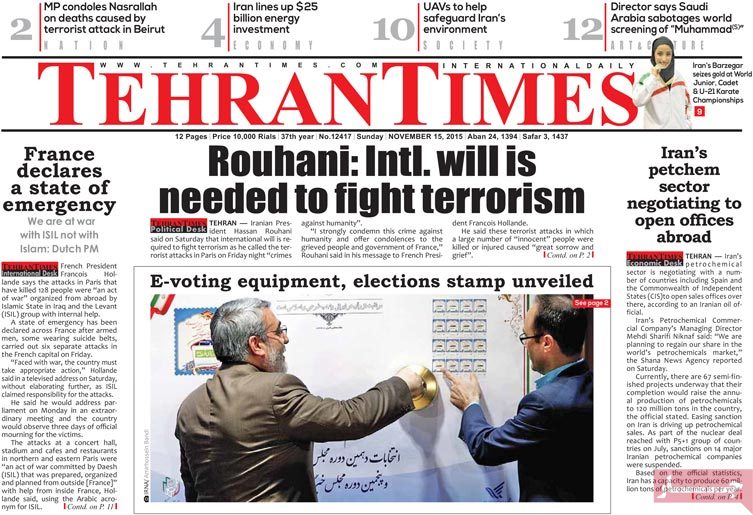 Coverage of Paris terror attacks in the Iranian press 52 Coverage of Paris terror attacks in the Iranian press