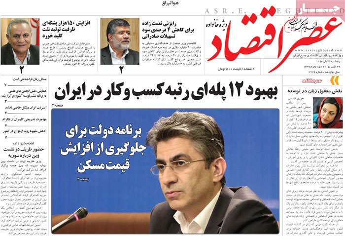 A look at Iranian newspaper front pages on Oct. 29