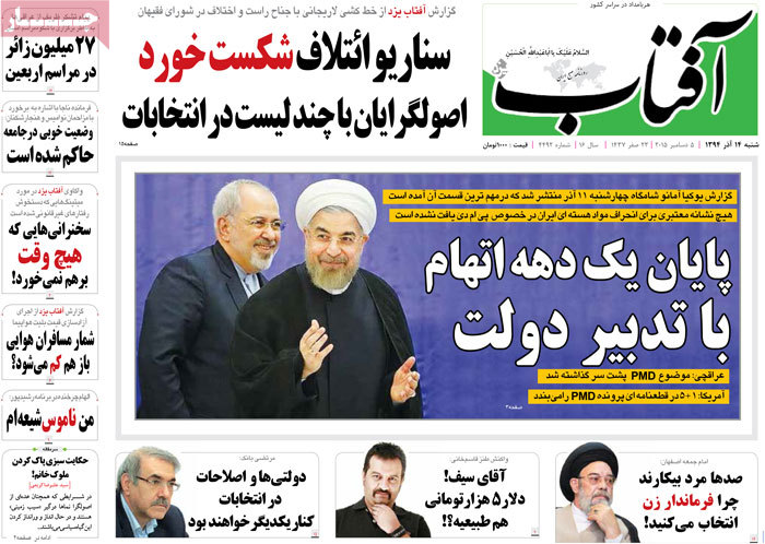 A look at Iranian newspaper front pages on Dec. 5