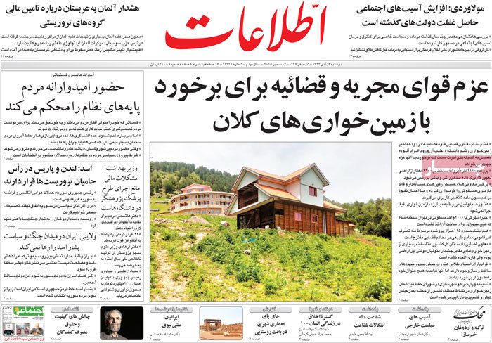 A look at Iranian newspaper front pages on Dec. 7