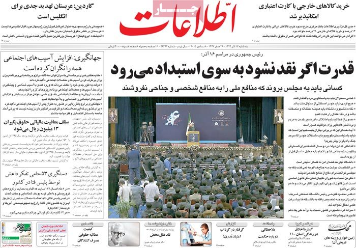 A look at Iranian newspaper front pages on Dec. 8