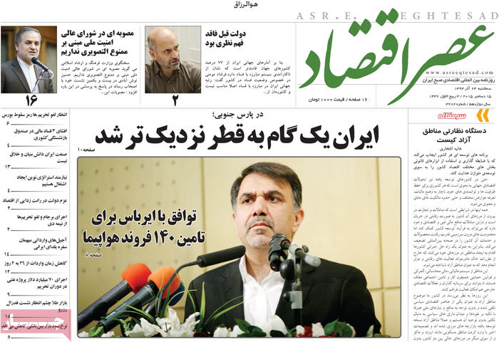 A look at Iranian newspaper front pages on Dec. 15