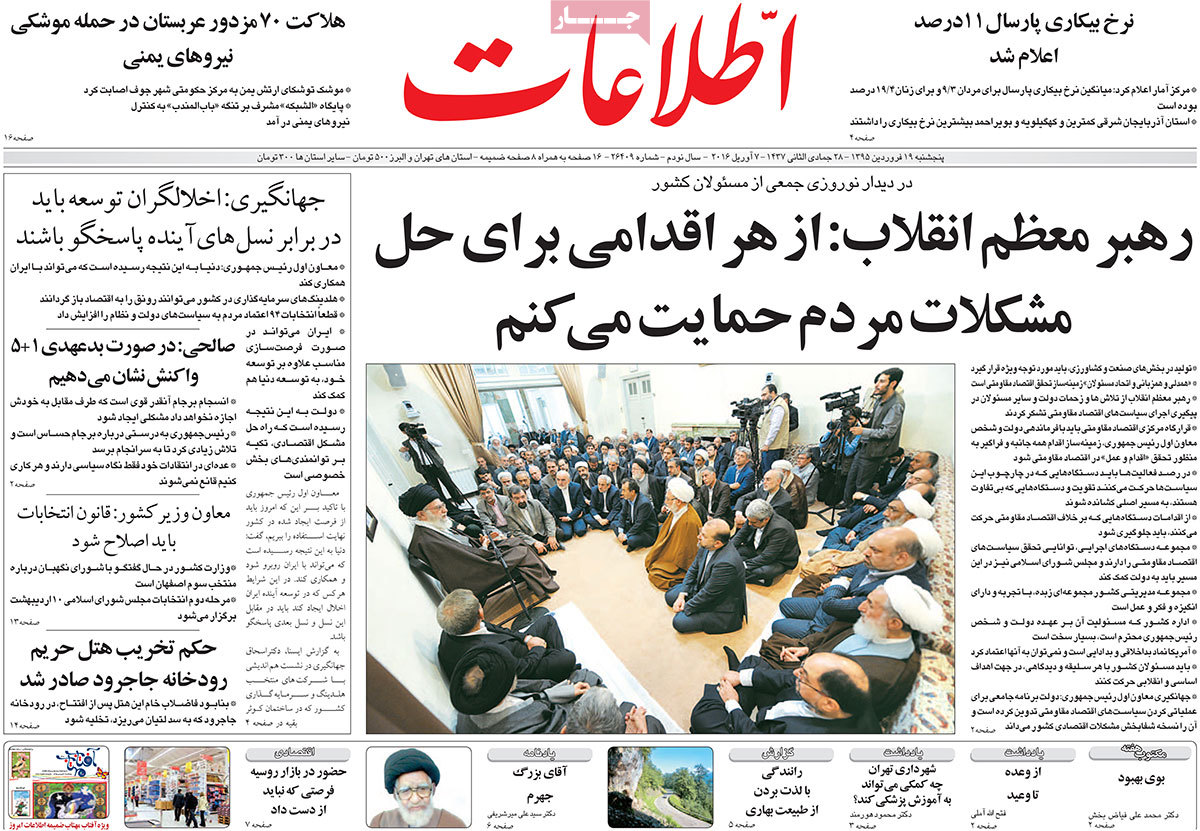 A look at Iranian newspaper front pages on April 7