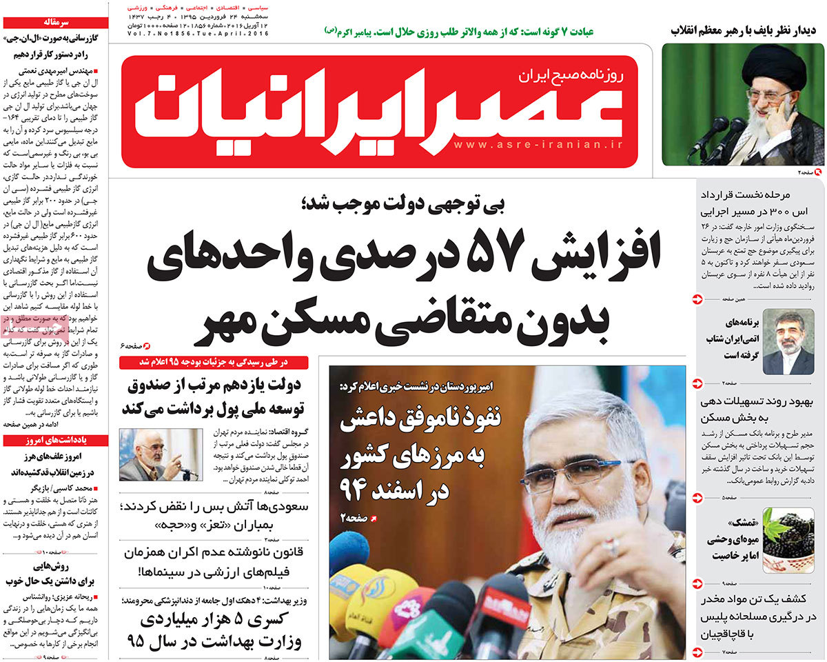 A look at Iranian newspaper front pages on April 12