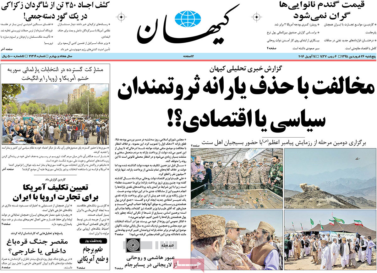 A look at Iranian newspaper front pages on April 14