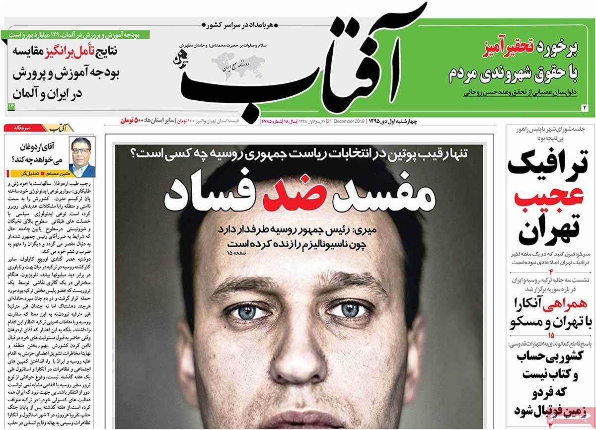 A Look at Iranian Newspaper Front Pages on December 21