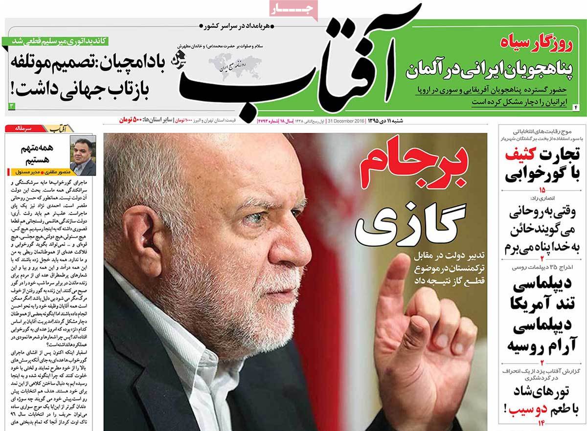 A Look at Iranian Newspaper Front Pages on December 31