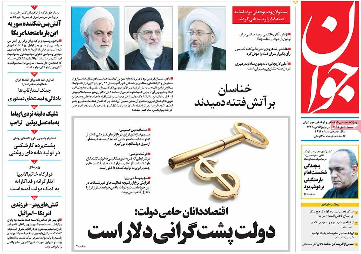 A Look at Iranian Newspaper Front Pages on December 31