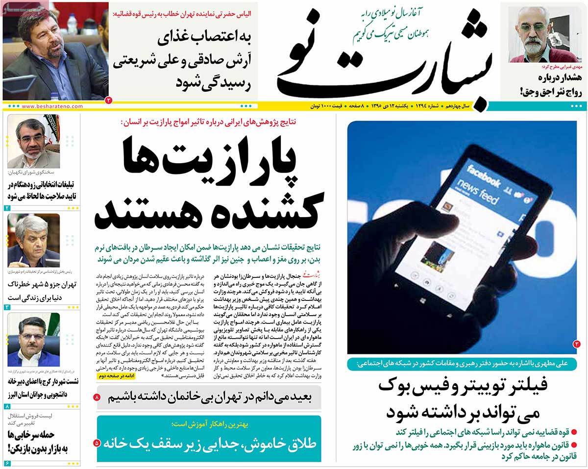 A Look at Iranian Newspaper Front Pages on January 1