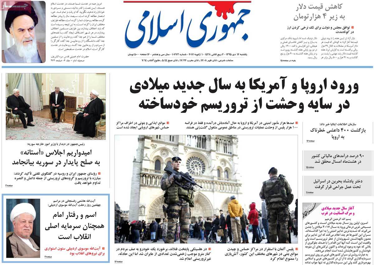 A Look at Iranian Newspaper Front Pages on January 1