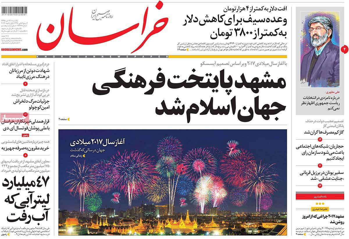 A Look at Iranian Newspaper Front Pages on January 1