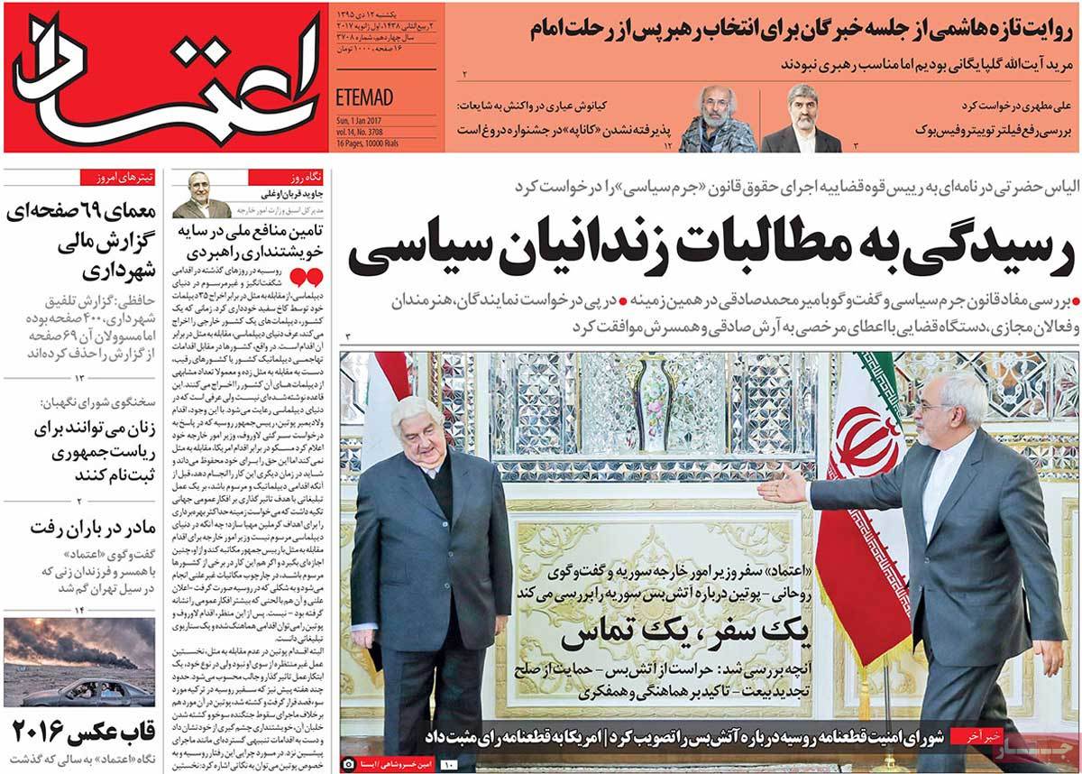 A Look at Iranian Newspaper Front Pages on January 1