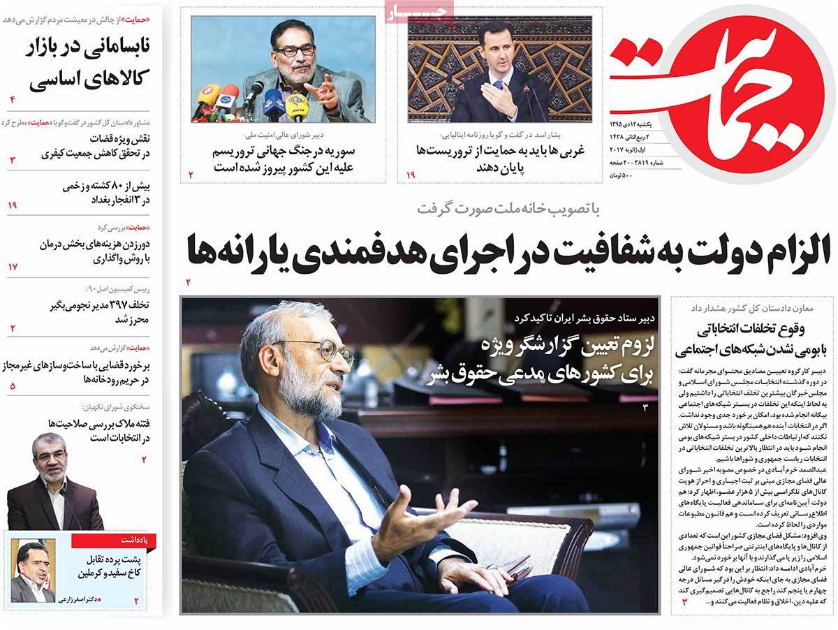 A Look at Iranian Newspaper Front Pages on January 1