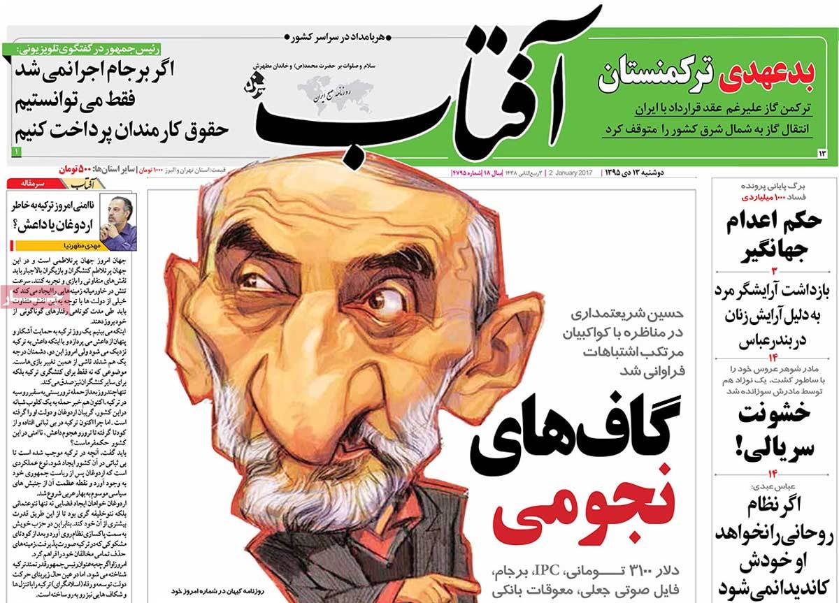 A Look at Iranian Newspaper Front Pages on January 2