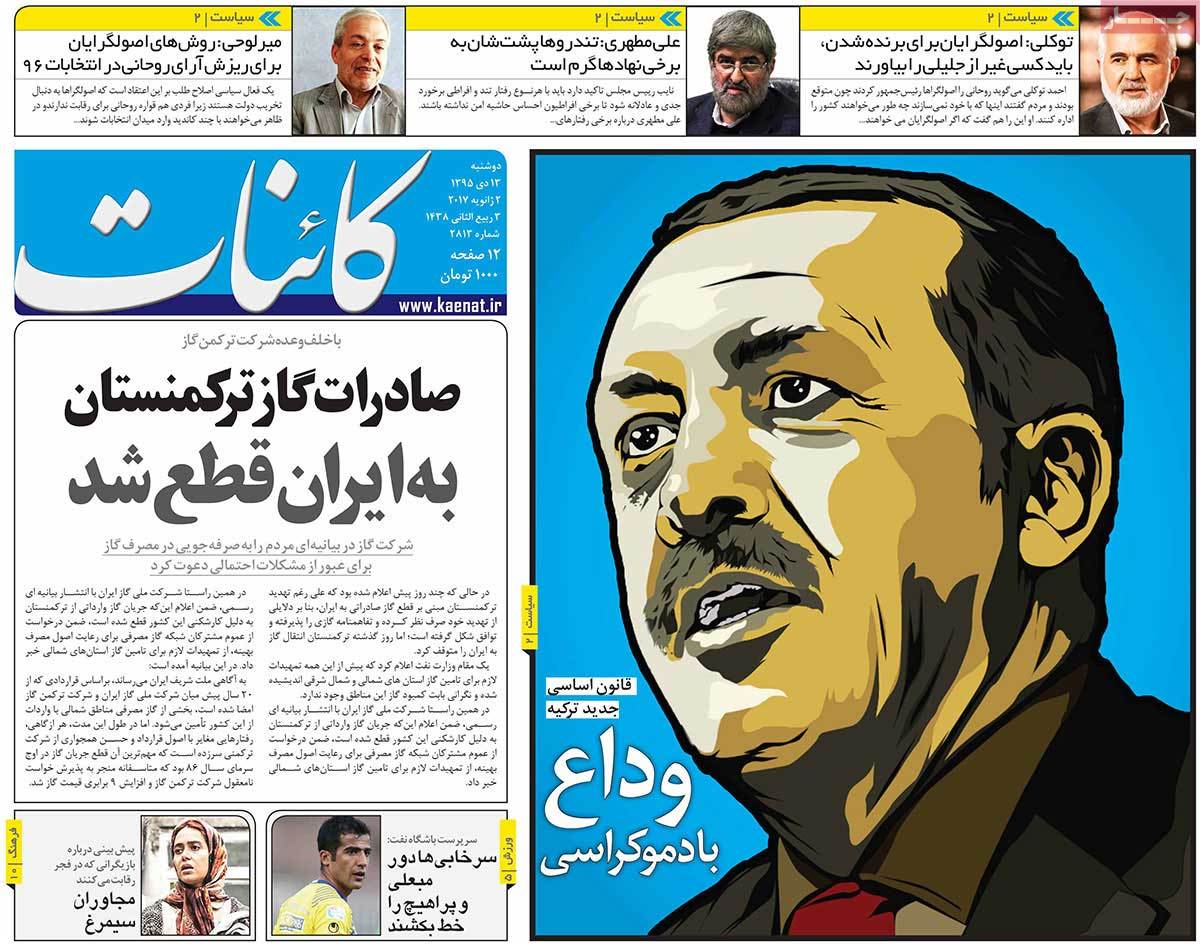 A Look at Iranian Newspaper Front Pages on January 2