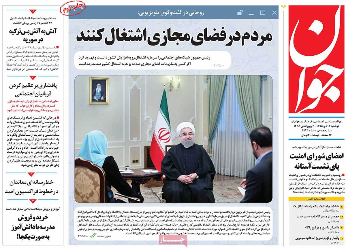 A Look at Iranian Newspaper Front Pages on January 2