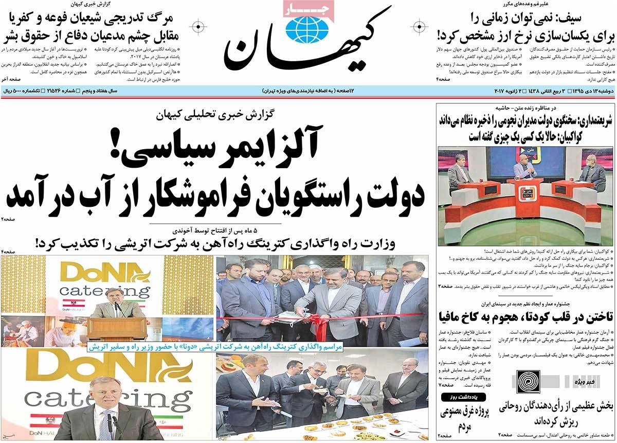 A Look at Iranian Newspaper Front Pages on January 2