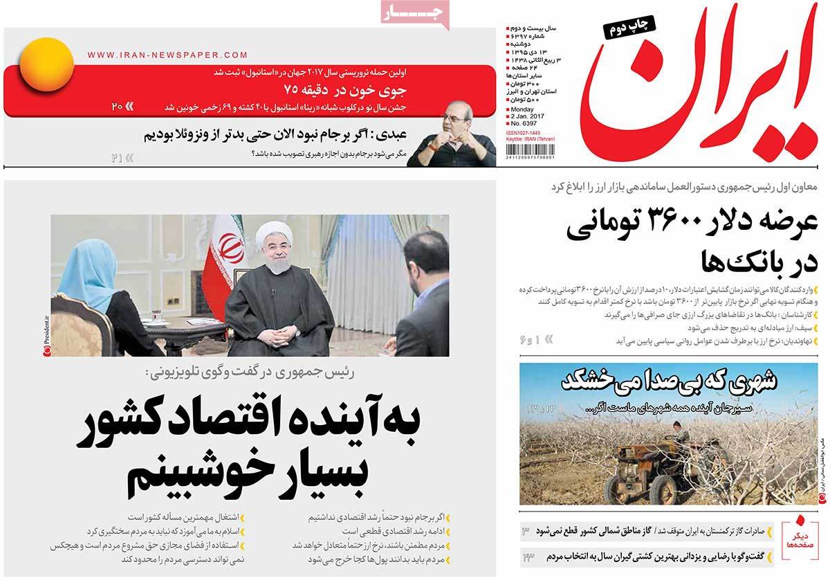 A Look at Iranian Newspaper Front Pages on January 2