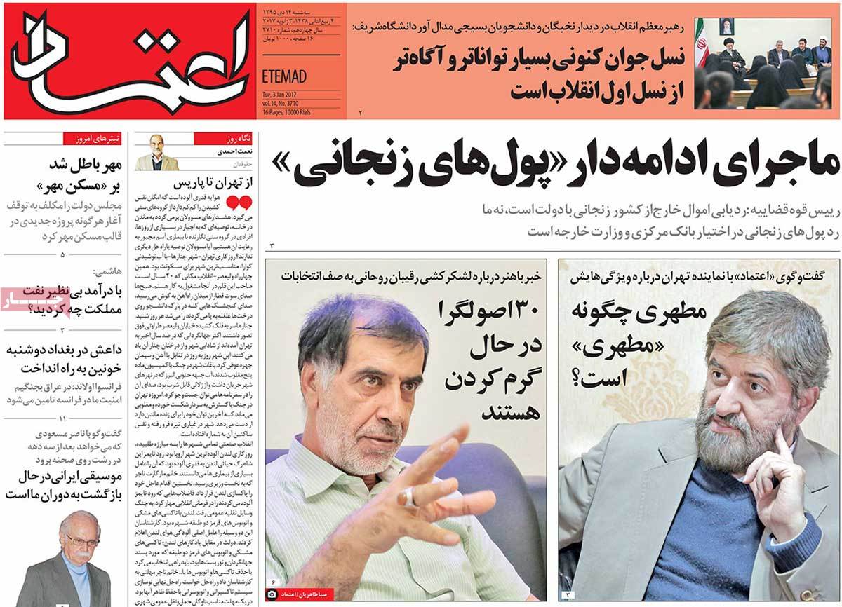 A Look at Iranian Newspaper Front Pages on January 3