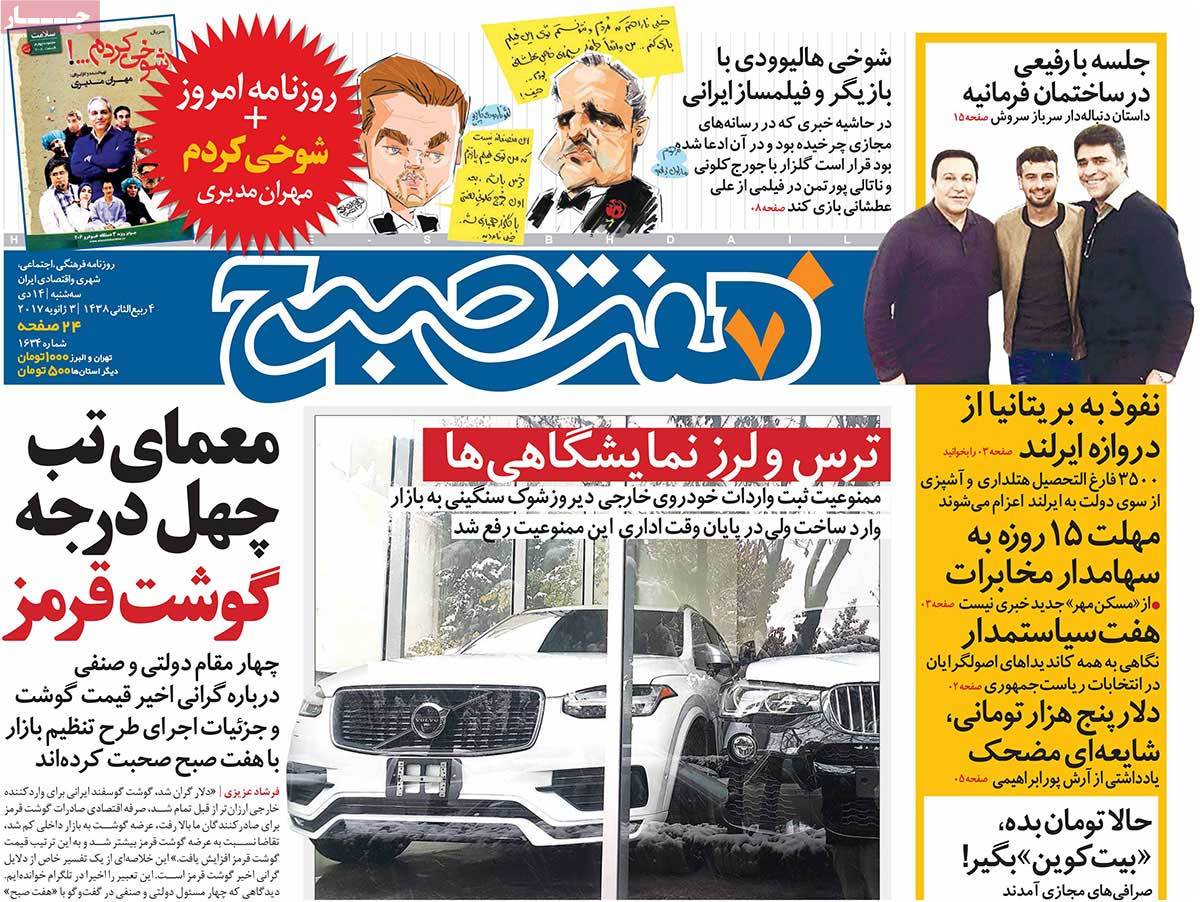 A Look at Iranian Newspaper Front Pages on January 3