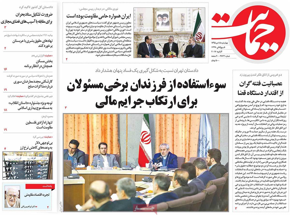 A Look at Iranian Newspaper Front Pages on January 4