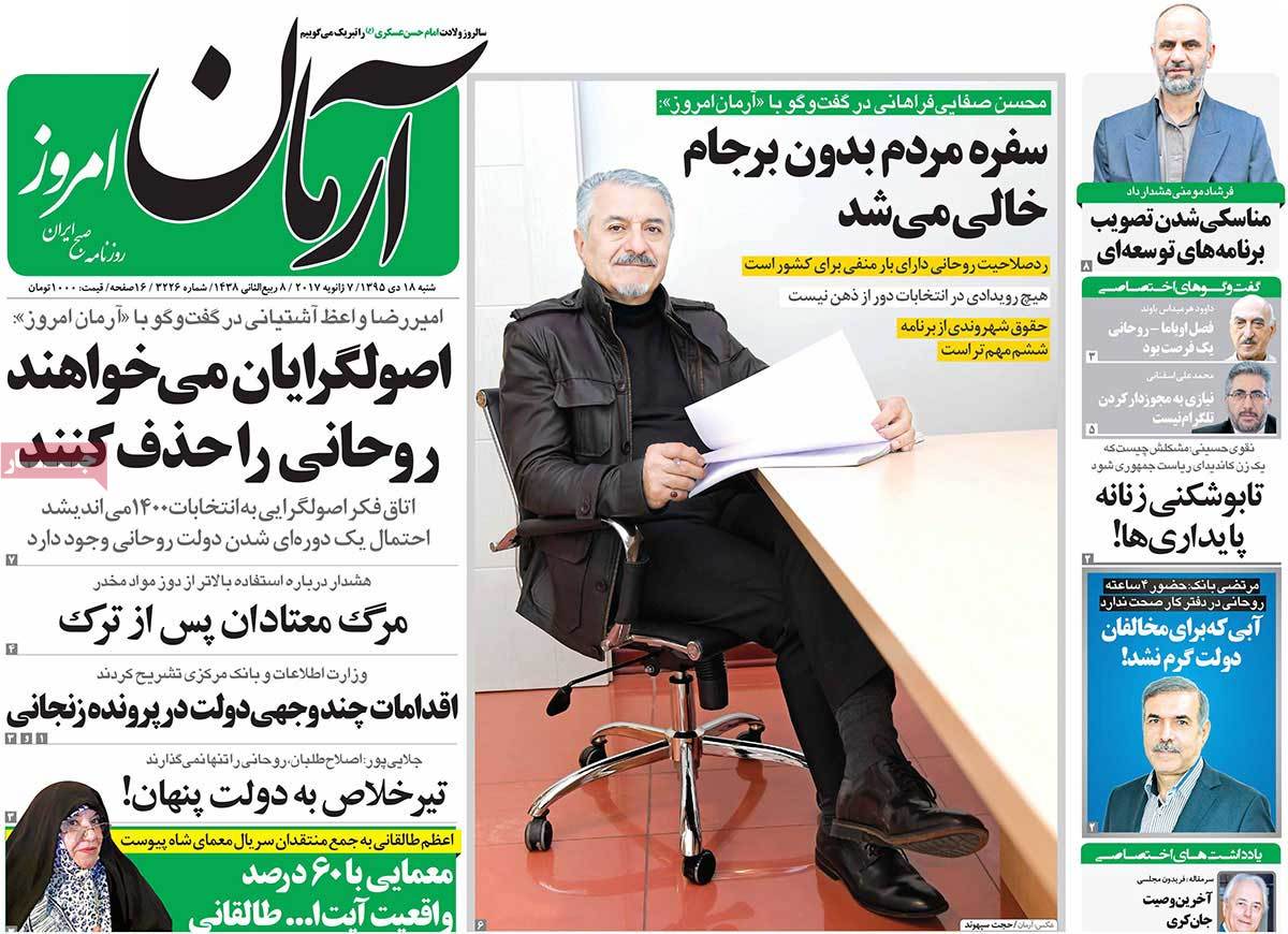 A Look at Iranian Newspaper Front Pages on January 7