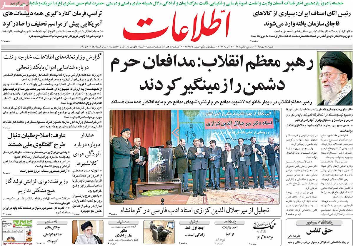 A Look at Iranian Newspaper Front Pages on January 7