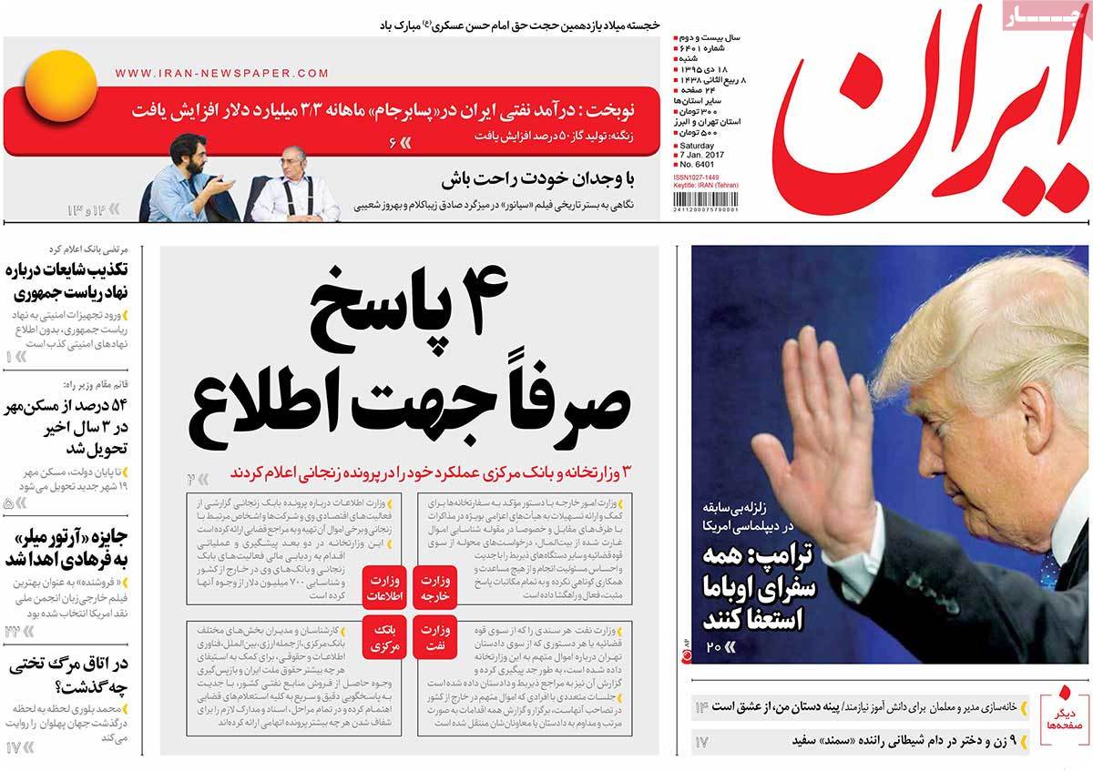 A Look at Iranian Newspaper Front Pages on January 7