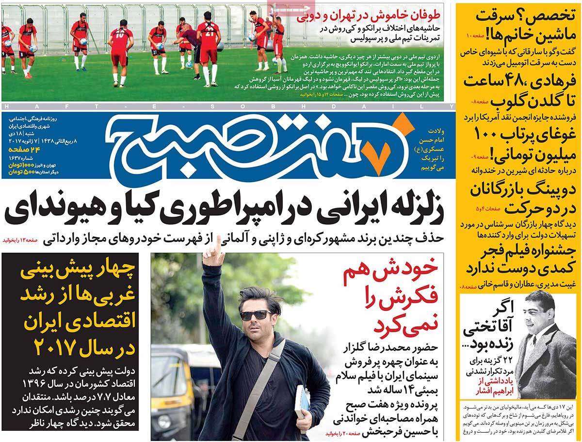 A Look at Iranian Newspaper Front Pages on January 7