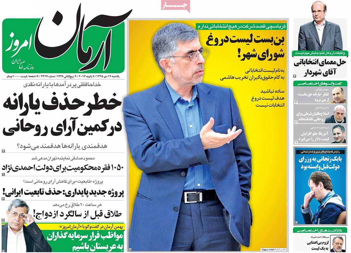 A Look at Iranian Newspaper Front Pages on January 8