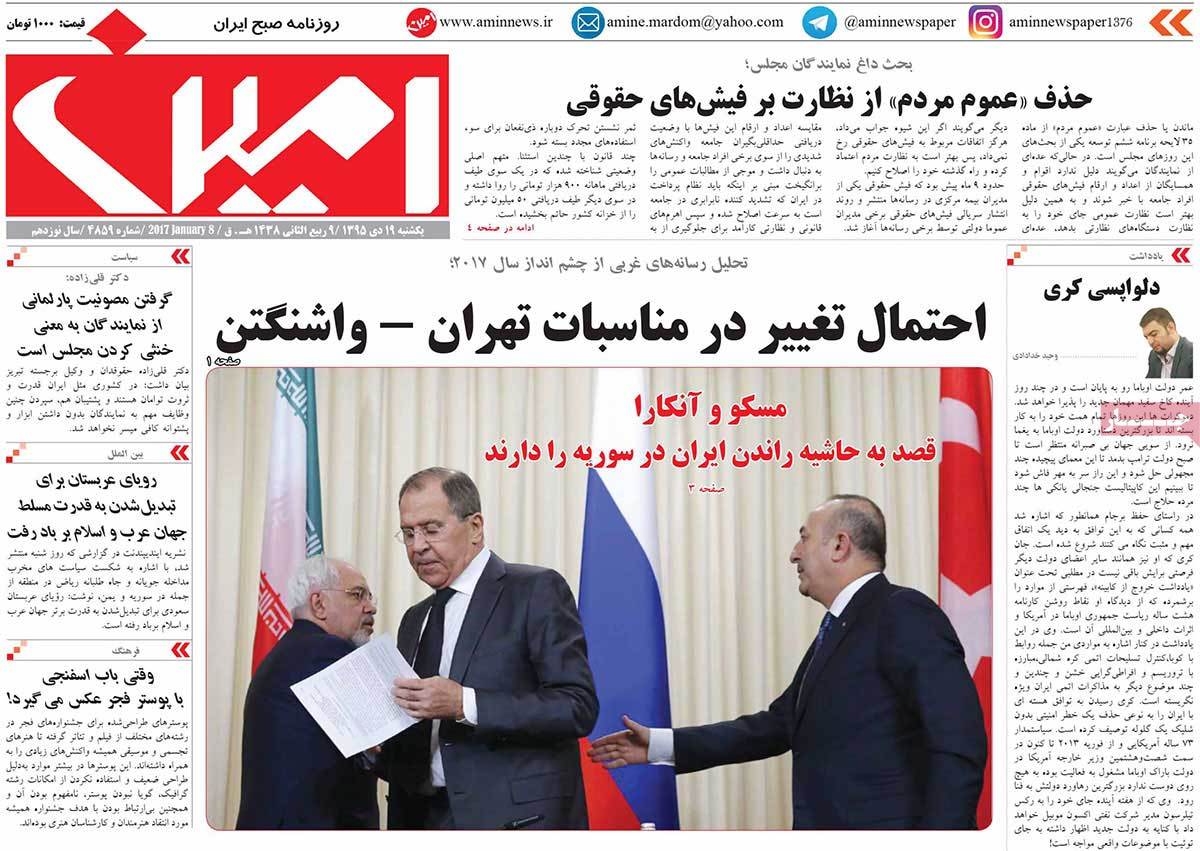 A Look at Iranian Newspaper Front Pages on January 8