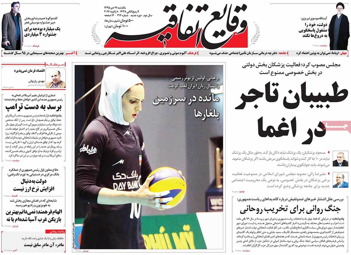 A Look at Iranian Newspaper Front Pages on January 8