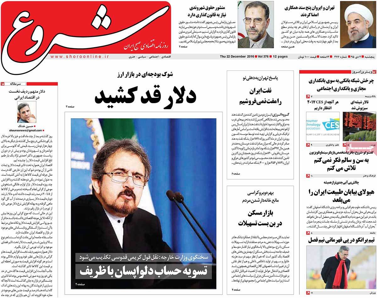 A Look at Iranian Newspaper Front Pages on December 22