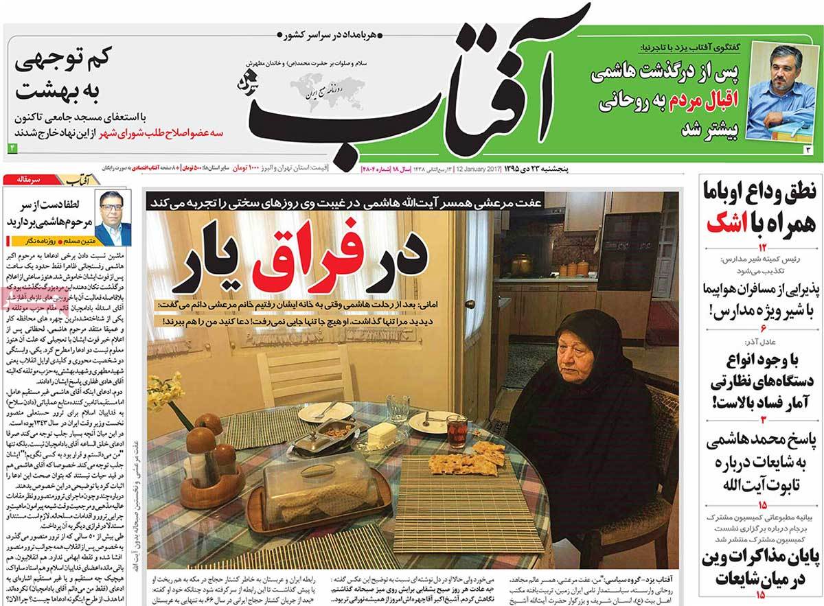 A Look at Iranian Newspaper Front Pages on January 12