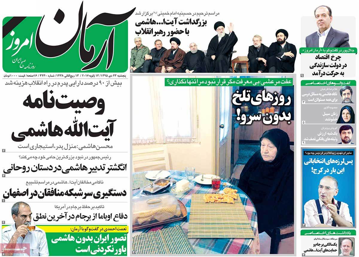 A Look at Iranian Newspaper Front Pages on January 12