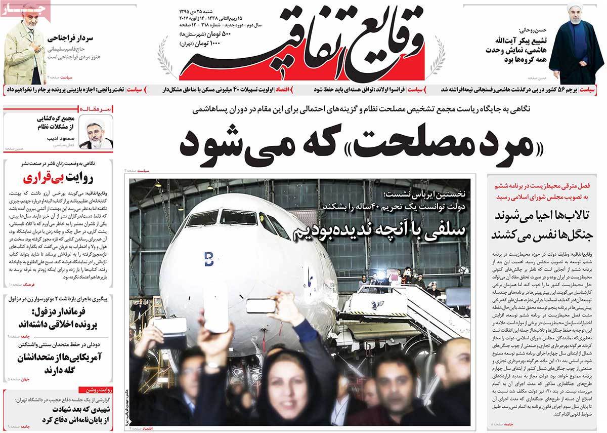 A Look at Iranian Newspaper Front Pages on January 14