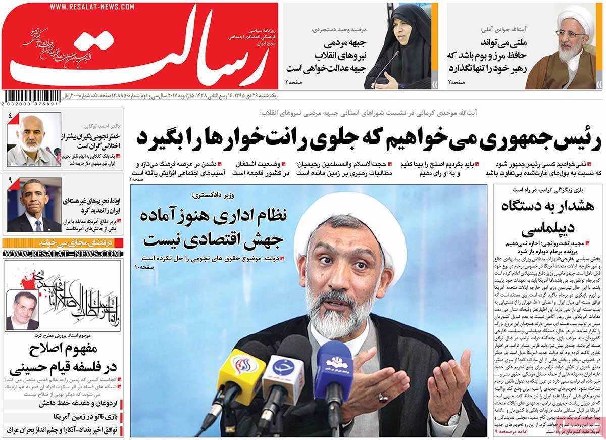 A Look at Iranian Newspaper Front Pages on January 15