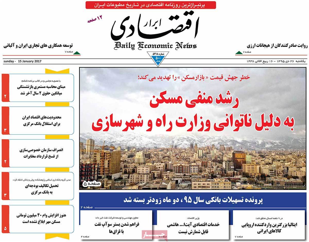 A Look at Iranian Newspaper Front Pages on January 15