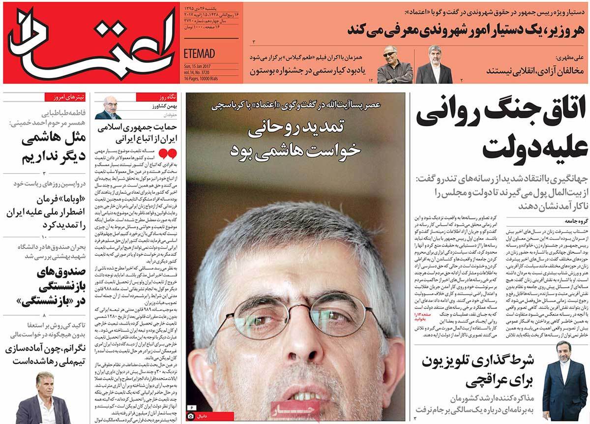 A Look at Iranian Newspaper Front Pages on January 15