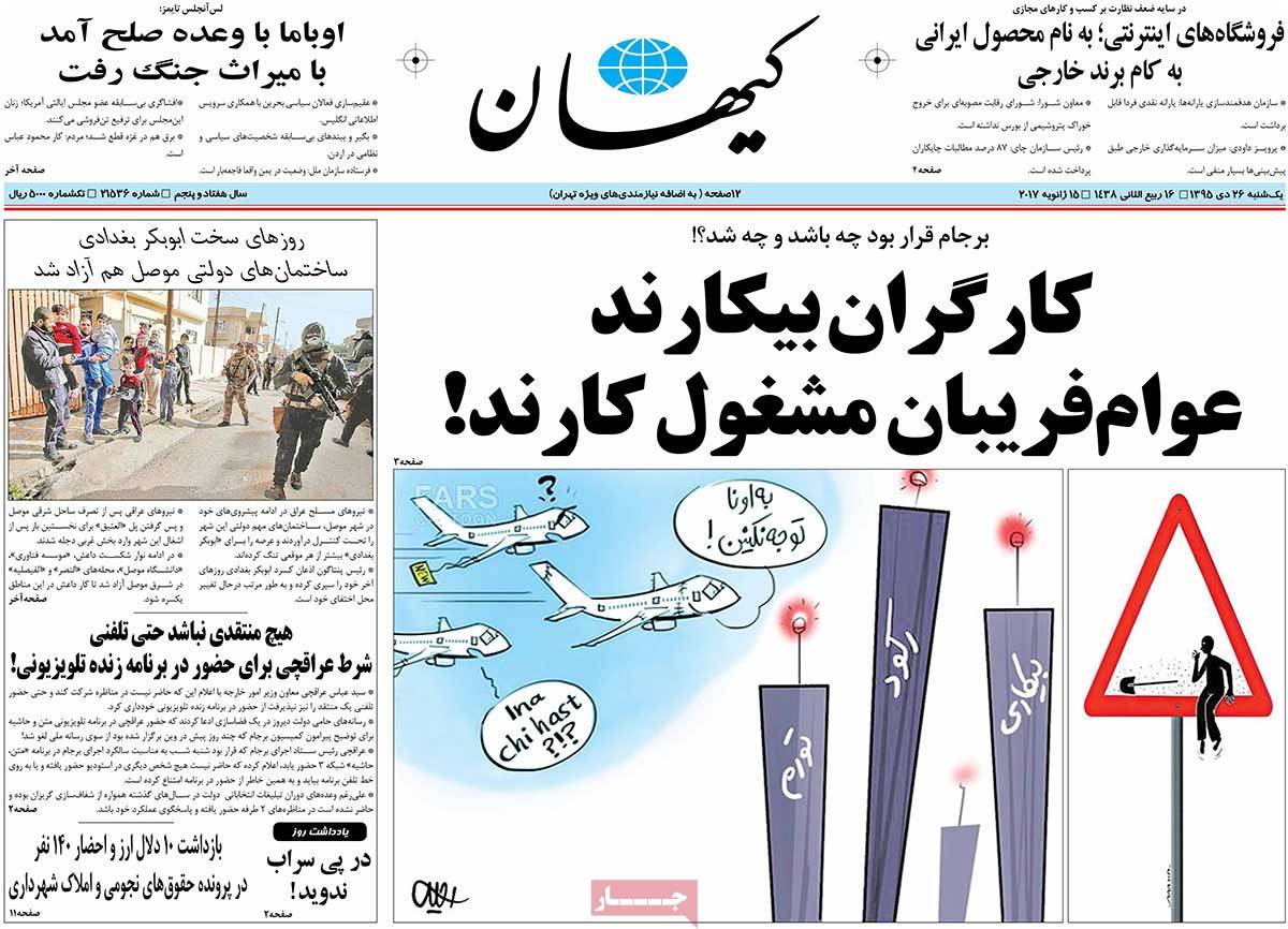 A Look at Iranian Newspaper Front Pages on January 15