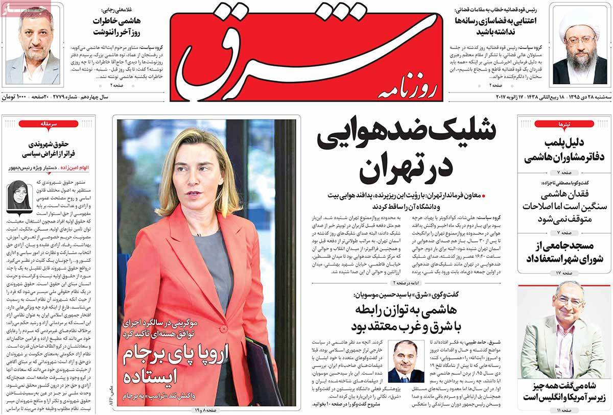 A Look at Iranian Newspaper Front Pages on January 17