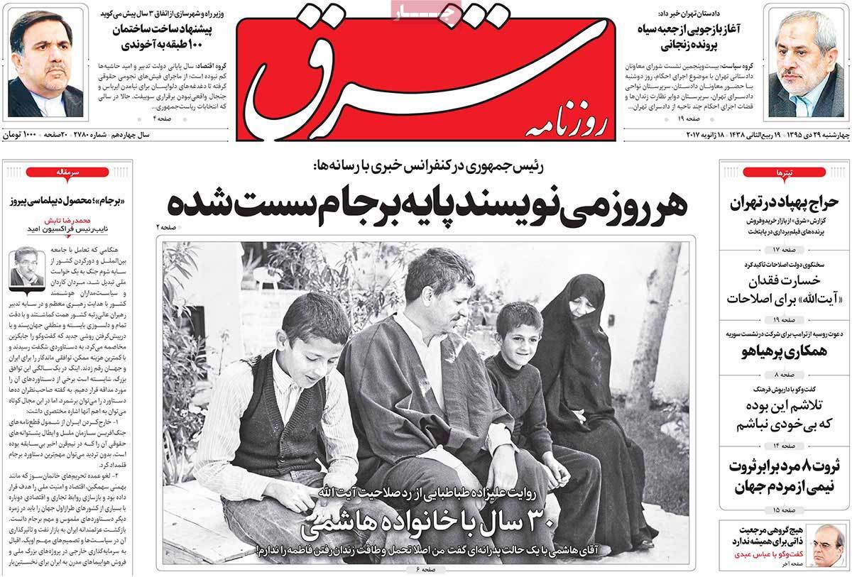 A Look at Iranian Newspaper Front Pages on January 18