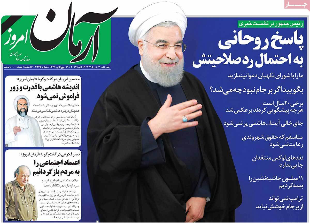 A Look at Iranian Newspaper Front Pages on January 18