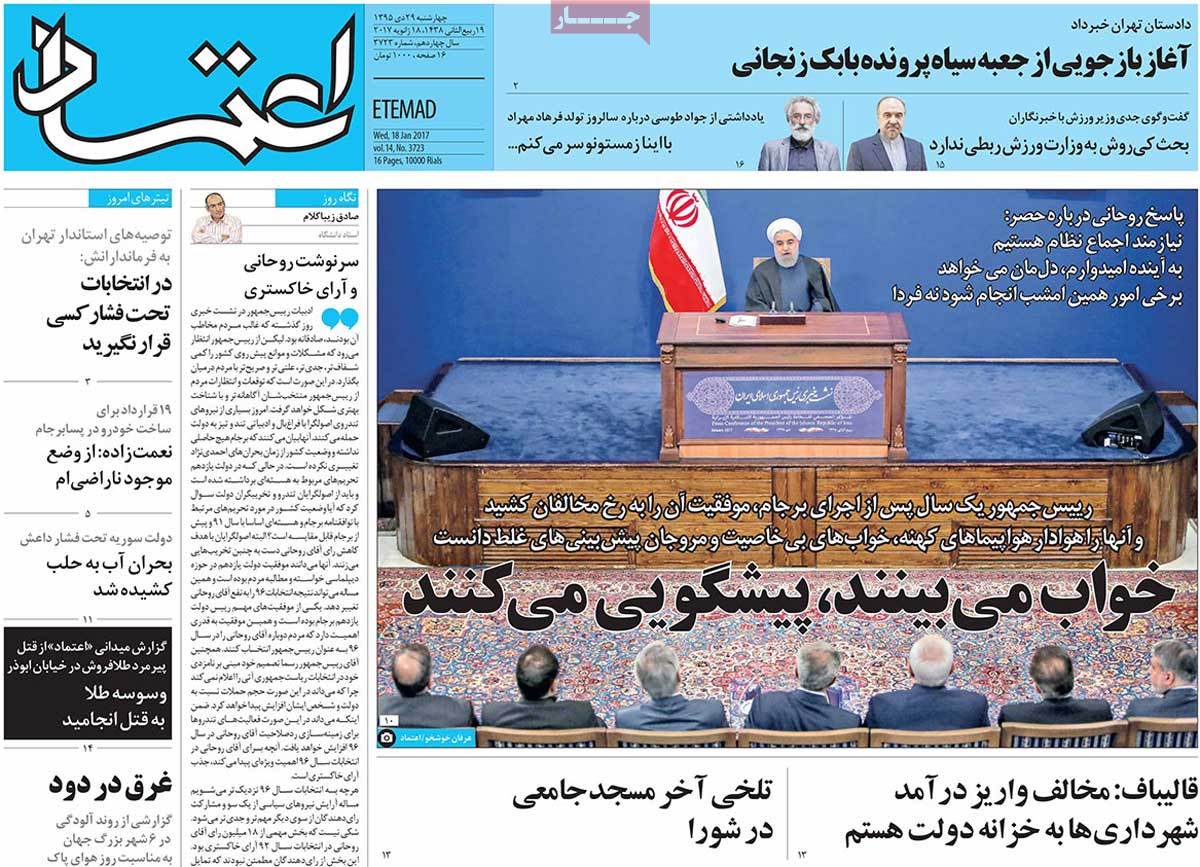 A Look at Iranian Newspaper Front Pages on January 18